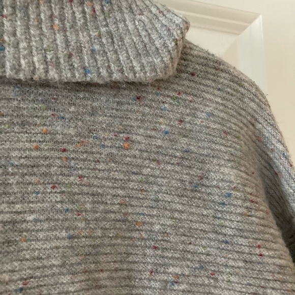 LOFT small sweater gray cowl neck ribbed - Picture 10 of 12